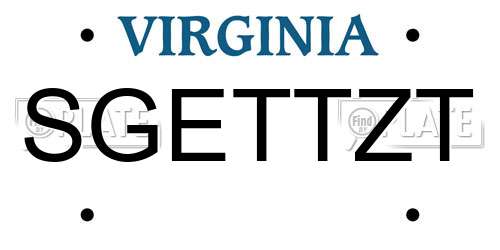 SGETTZT Virginia License Plate