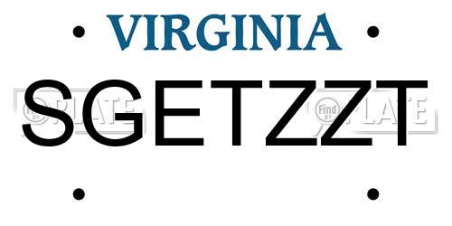 SGETZZT Virginia License Plate