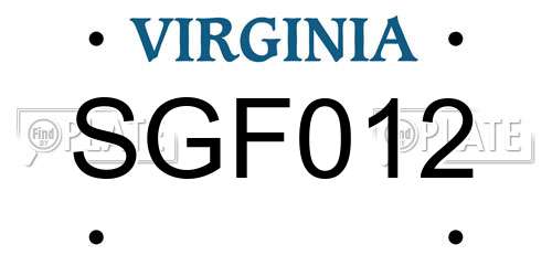 SGF012 Virginia License Plate