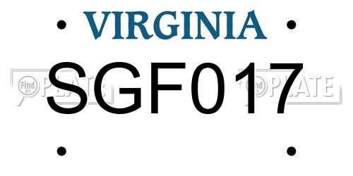 SGF017 Virginia License Plate