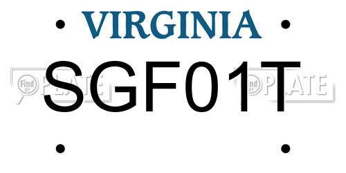 SGF01T Virginia License Plate