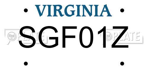 SGF01Z Virginia License Plate