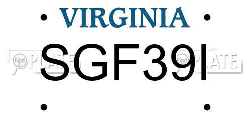 SGF39I Virginia License Plate
