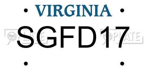 SGFD17 Virginia License Plate