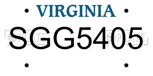 SGG5405 Virginia License Plate