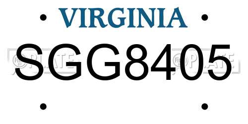 SGG8405 Virginia License Plate