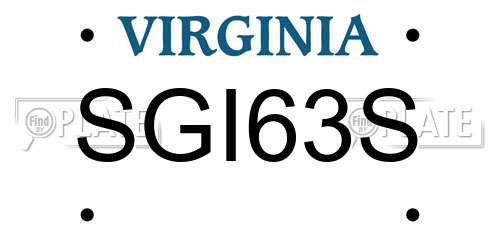 SGI63S Virginia License Plate