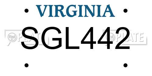 SGL442 Virginia License Plate