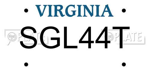 SGL44T Virginia License Plate