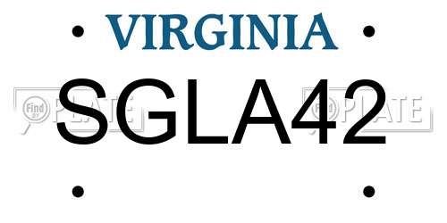 SGLA42 Virginia License Plate