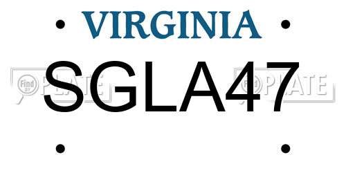 SGLA47 Virginia License Plate
