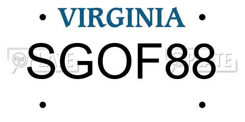 SGOF88 Virginia License Plate
