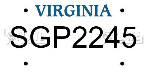 SGP2245 Virginia License Plate