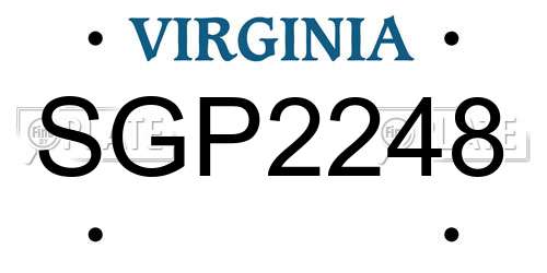 SGP2248 Virginia License Plate