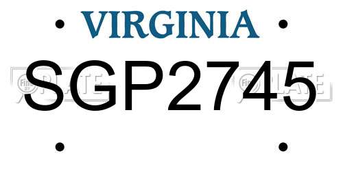 SGP2745 Virginia License Plate