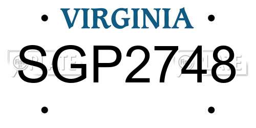 SGP2748 Virginia License Plate