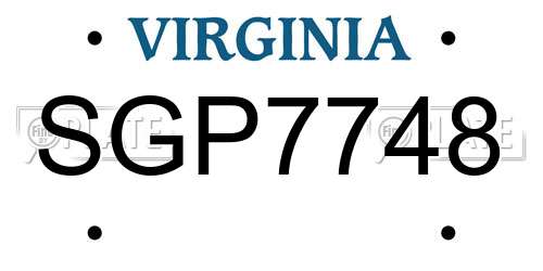 SGP7748 Virginia License Plate