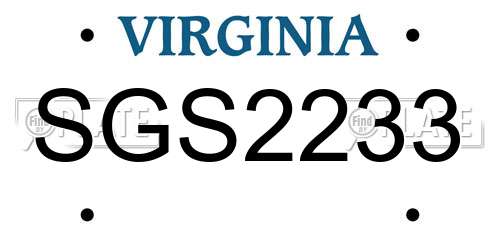 SGS2233 Virginia License Plate