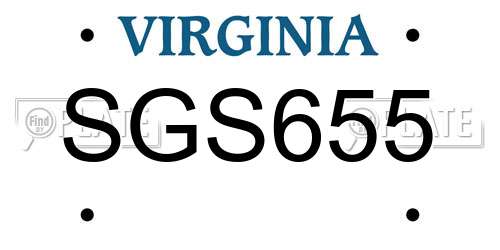 SGS655 Virginia License Plate