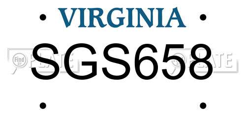 SGS658 Virginia License Plate