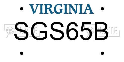 SGS65B Virginia License Plate
