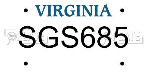 SGS685 Virginia License Plate