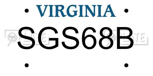 SGS68B Virginia License Plate