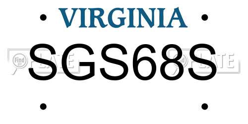 SGS68S Virginia License Plate