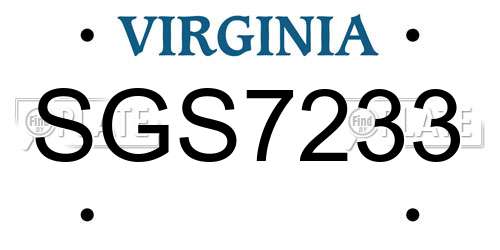 SGS7233 Virginia License Plate