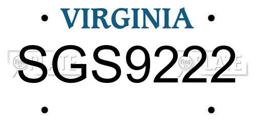 SGS9222 Virginia License Plate