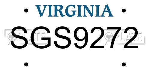 SGS9272 Virginia License Plate