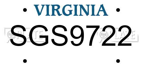 SGS9722 Virginia License Plate