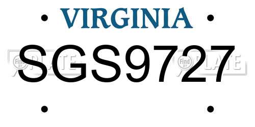 SGS9727 Virginia License Plate
