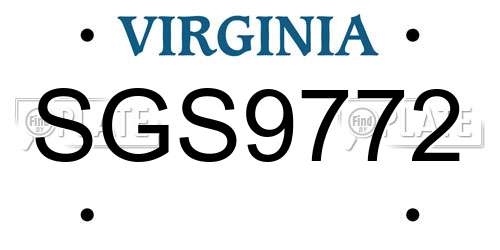 SGS9772 Virginia License Plate