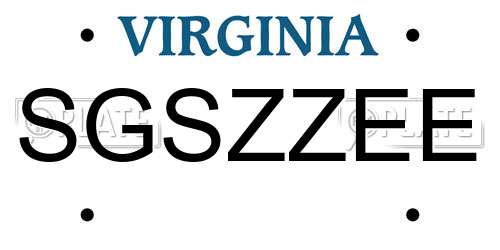SGSZZEE Virginia License Plate