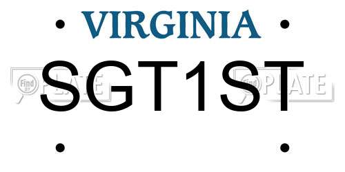 SGT1ST Virginia License Plate