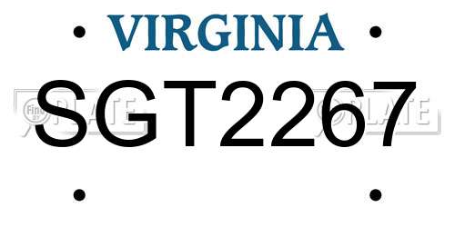 SGT2267 Virginia License Plate
