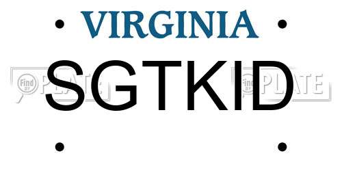 SGTKID Virginia License Plate