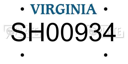 SH00934 Virginia License Plate