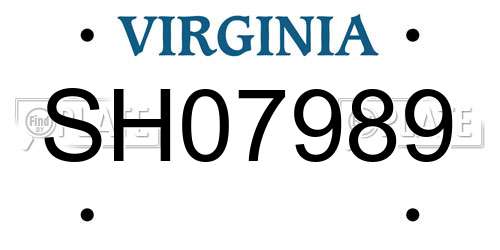 SH07989 Virginia License Plate