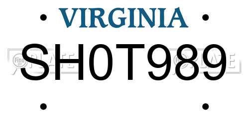 SH0T989 Virginia License Plate
