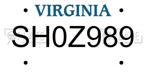 SH0Z989 Virginia License Plate