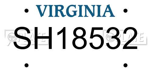 SH18532 Virginia License Plate