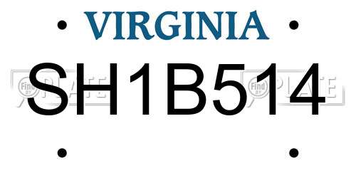 SH1B514 Virginia License Plate