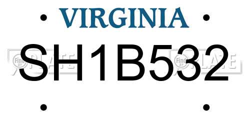 SH1B532 Virginia License Plate