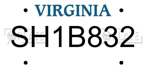 SH1B832 Virginia License Plate