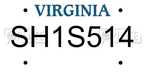 SH1S514 Virginia License Plate