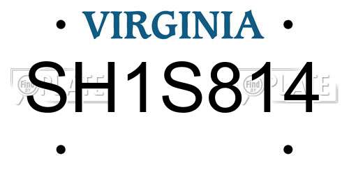 SH1S814 Virginia License Plate