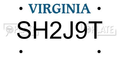 SH2J9T Virginia License Plate