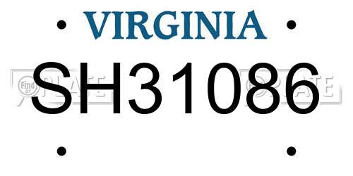 SH31086 Virginia License Plate